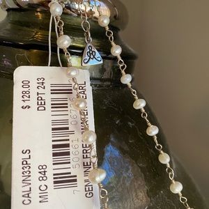 Pearl/ Sterling Silver necklace with earrings